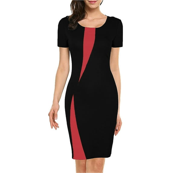 CALAFEBILA Ladies Shirt Dress Everyday Short Sleeve Crew Neck Printed Slimming Belly Bag Women Boho Dresses Long Dress