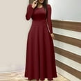 thumbnail image 1 of CALAFEBILA Ladies Skirt Dress Quick Drying Crew Neck Long Sleeve Solid Away Inches Women Dresses Summer Long Dress, 1 of 5