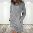 thumbnail image 1 of Summer Saving Clearance 2022! TIANEK Ladies Shirt Dress Comfortable Crew Neck Solid Long Sleeve Decreasing Waist Women’S Boho Dresses Knee-Length Dress, 1 of 8