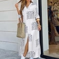 thumbnail image 1 of Summer Saving Clearance 2022! TIANEK Ladies Summer Dress Show Thin Print Long Sleeve Button Collar Carving Waist Dresses Boho Knee-Length Dress, 1 of 7