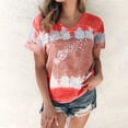 thumbnail image 1 of Summer Saving Clearance 2024! POTETI Summer Tops for Women 2024 Red Sexy Gradient Print Regular Crew Neck Short Sleeves Tops, 1 of 4