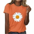 thumbnail image 1 of POTETI Tops for Women Orange Printed Short Sleeves Blouse Round Neck Casual Tops, 1 of 2