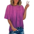 thumbnail image 1 of Summer Saving Clearance 2024! POTETI Tshirt for Women Hot Pink Gradient Printed T-shirt Short Sleeves Blouse Round Neck Casual Tops, 1 of 7