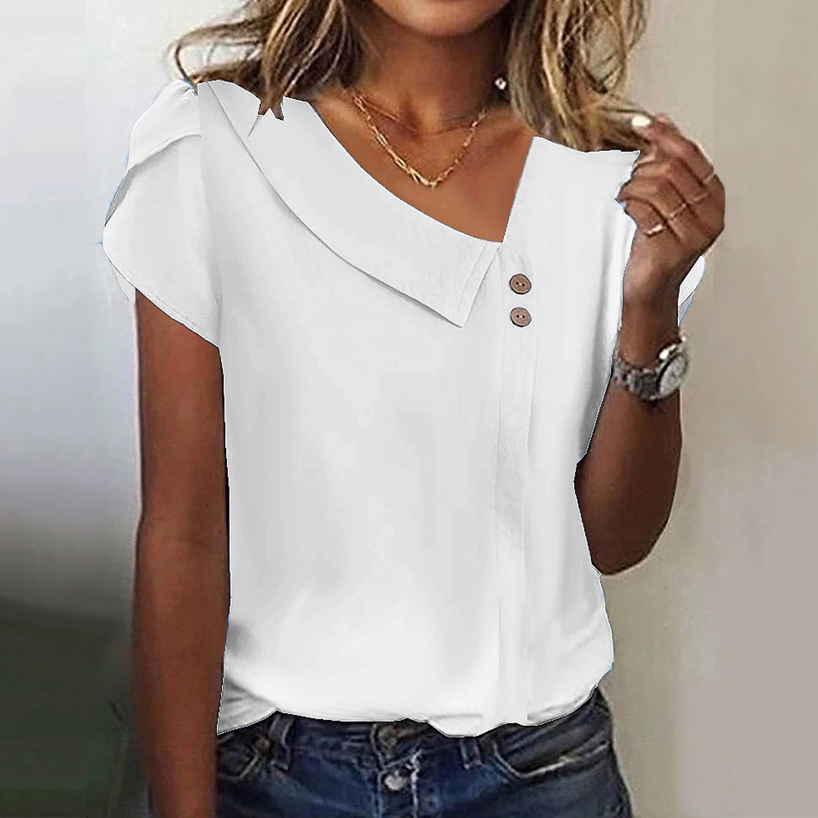 Women Shirts White Plain Loose Blouses Female Tops Loose Style