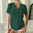 thumbnail image 1 of POTETI Women's T Shirt Green Solid V Neck Comfortable T-shirt Short Sleeve Blouse Casual Tops, 1 of 6