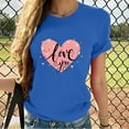 thumbnail image 1 of Summer Saving Clearance 2024! POTETI Womens Plus Size Tshirts Blue Valentine's Day Printed Round Neck Short Sleeve T-shirt Blouse Loose Tops, 1 of 4