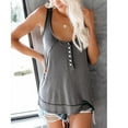 thumbnail image 1 of Summer Saving Clearance 2024! POTETI Womens Summer Tops Clearance Under $5 Gray Sleeveless Vest Casual Solid T-Shirt Button Tank Tops Shirt, 1 of 5