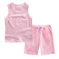 thumbnail image 1 of Summer Saving Clearance 2025ï¼ Boys 2 Pieces Summer Beach Outfits 2Pcs Baby Boy Summer Clothes Toddler Beach Outfits Sleeveless Tank Tops Shorts Set for 5-6 Years,Pink, 1 of 2