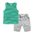 thumbnail image 1 of Summer Saving Clearance 2025！ Boys Active Short Sets Toddler Boy Clothes Baby Summer Outfit Dinosaur Letter Print Cotton Tops+ Shorts 2pcs for 1-2 Years,Green, 1 of 2