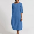 thumbnail image 1 of CALAFEBILA Cotton Dress for Female Everyday Mid-Length Solid Crew Neck Compressing Midsection Women'S Summer Clothes Above-Knee Dress, 1 of 8
