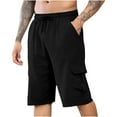 thumbnail image 1 of Summer Saving Clearance 2025! SWSTBBY Mens Shorts,Summer Cargo Shorts For Men,Men's Summer Comfortable Button Pocket Elastic Waist Shorts, 1 of 4