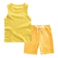 thumbnail image 1 of Summer Saving Clearance 2025ï¼ Toddler Boys Set 2Pcs Baby Boy Summer Clothes Toddler Beach Outfits Sleeveless Tank Tops Shorts Set for 5-6 Years,Yellow, 1 of 5