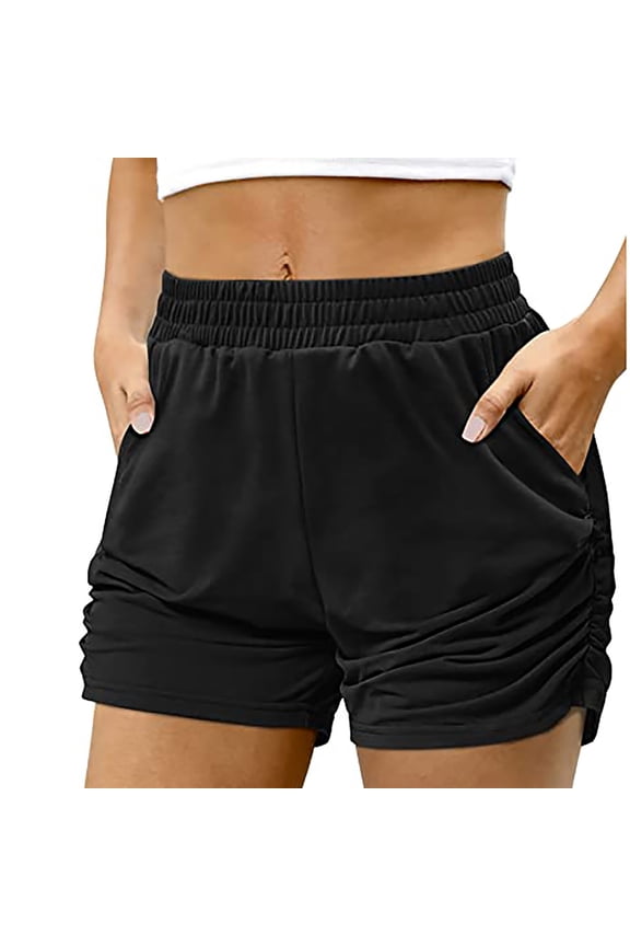 Summer Saving Clearance AXXD Biker Shorts Women Athletic Workout Pocket Sweatshorts Solid Shorts Casual Wear Work Out Shorts Pants Summer Freshly Picked For Her