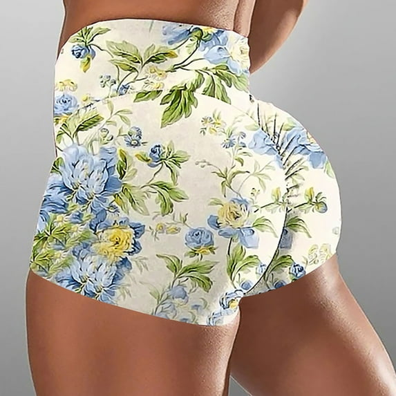 Summer Saving Clearance AXXD Biker Shorts Women Summer Color Flower Printing Fold Wrap Buttocks Comfort Shorts Spring Gift Ideas For Moms