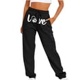 thumbnail image 1 of Summer Saving Clearance AXXD Black Pants Women Fall Joggers Dogs Printed Fitness Sport Relaxed Loose Printing Elastic Waist Long Pant with Pocket Valentine's Day, 1 of 2