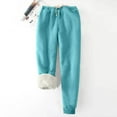 thumbnail image 1 of Summer Saving Clearance AXXD Blue Sweat Pants Women Summer Velvet Solid Color Fleece Pockets Plus-Size Bandage Elastic Waist Wei Pants Mother's Day, 1 of 3