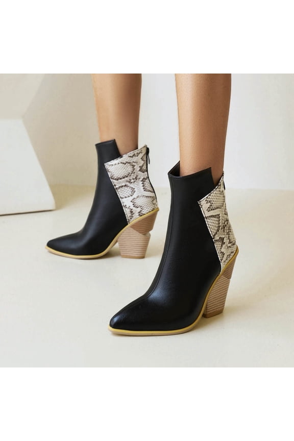 Chelsea Boots Combat Boots Womens High-Heels Mid Calf Boots Teacher Daily Running Shoes Womens Winter Work Boots For Clearence