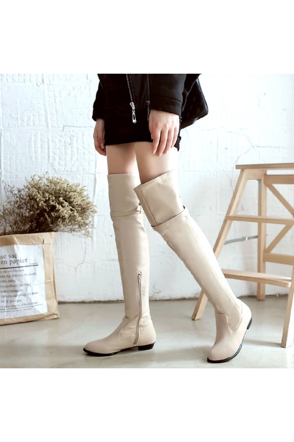 Summer Saving Clearance AXXD Christmas For Hiking Shoes Women Boots For Women Snow Boots 2024 Low-Heeled Knee High Boots Ladies Comfort Boots For Clearence