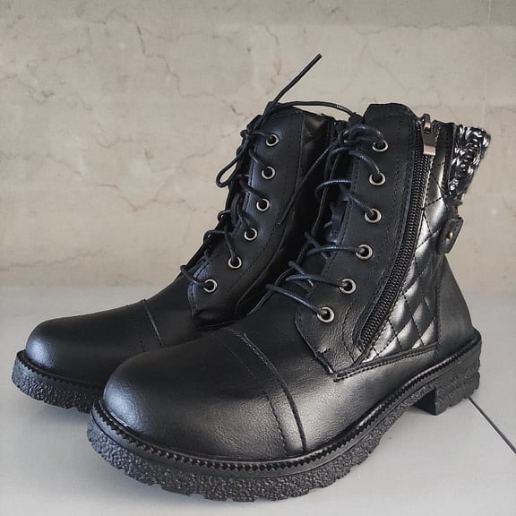 AXXD Flat 2024 Couples Combat Boots Middle Mid Calf Boots Dress Shoes For Women Combat Boots Womens Boots For Clearence