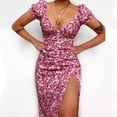 thumbnail image 1 of Summer Saving Clearance AXXD Formal Dress,Elegant Classic Mid-length Wrap Graphic Solid Color Tank Swing Dress Short Sleeve V-Neck Dress,Birthday Dresses For Women Sexy, 1 of 8