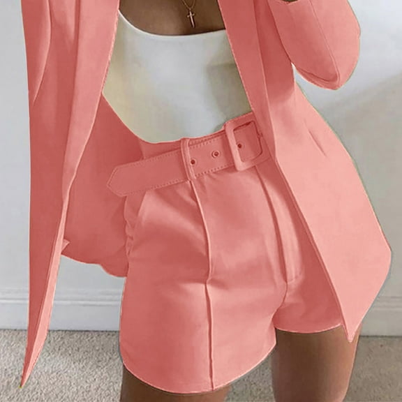 Summer Saving Clearance AXXD Gym Shorts Women Pocket Solid Suit Pant With Pockets Waisted Shorts With Belt Spring Gifts for Mom
