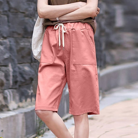 Summer Saving Clearance AXXD Gym Shorts Women Seamless Pocket Summer Elastic Waist Double Casual Wide Leg Shorts Straight Leg Pants Fifth Pants Summer Saving Clearance Sets
