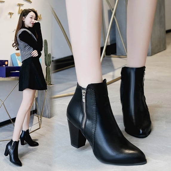 Summer Saving Clearance AXXD High-Heels Mid Mid-Calf Boots,Ankle-High Winter Ladies Womens Fall Shoes Duck Boots Casual Womens Boots For Clearence