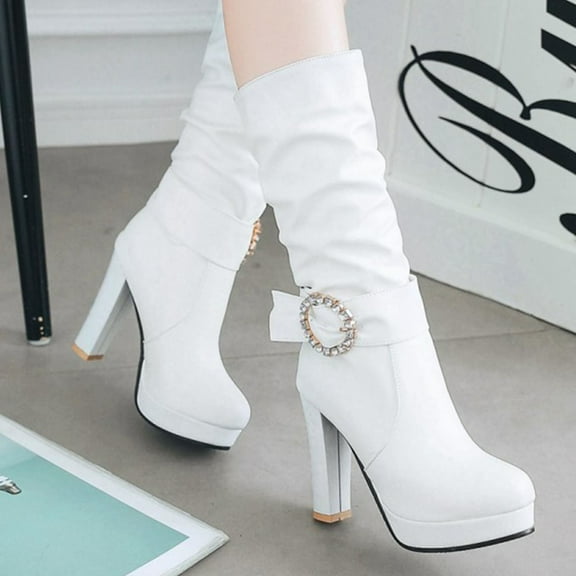 Summer Saving Clearance AXXD High-Heels Mid Mid-Calf Boots,Christmas For 2024 Running Shoes Womens Flat Couples Mid-Calf Duck Boots Snow Boots For Women Shoes For Clearence