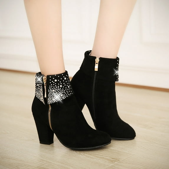 Summer Saving Clearance AXXD High-Heels Mid Mid-Calf Boots,Couples Ankle-High Cowboy Boots For Women Work Chelsea Boots Women Shoes Winter Boots For Clearence