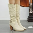thumbnail image 1 of Summer Saving Clearance AXXD High-Heels Mid Mid-Calf Boots,Daily Logger Boots Womens Winter Boots Daily Mid-Calf Ladies Medium White Shoes For Women Shoes For Rollback, 1 of 4