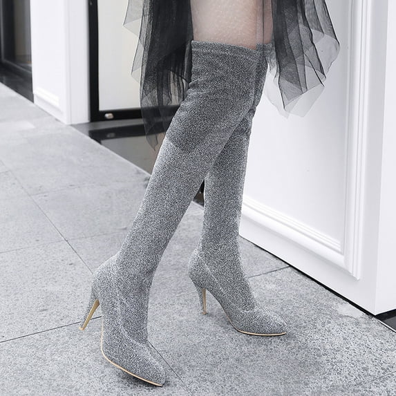 Summer Saving Clearance AXXD High-Heels Over-the-Knee Boots,Cowboy Boots For Women Knee-High Couples Riding Boots White Shoes For Women Daily Fall Autumn Boots For Reduced Price