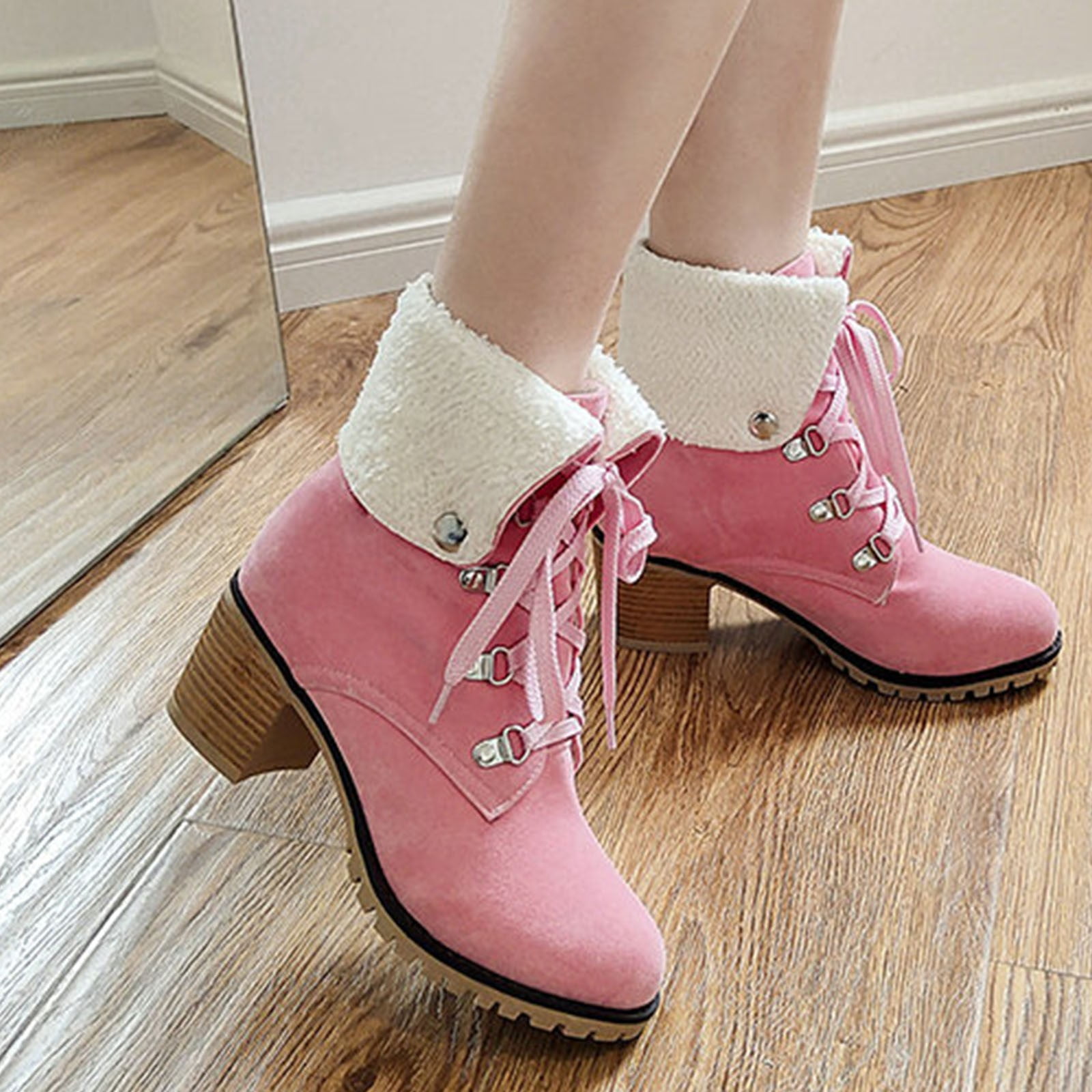 Summer Saving Clearance AXXD High Heels Shoes,Winter Thanksgiving Day Teacher Women Shoes Snow Boots For Women Ankle Boots Ankle-High Work Boots For Clearence