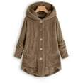 thumbnail image 1 of Summer Saving Clearance AXXD Khaki Coats For Women Winter Plus Size Hood Button Plush Tops Loose Cardigan Wool Jacket For Lady Size S(US:8), 1 of 4