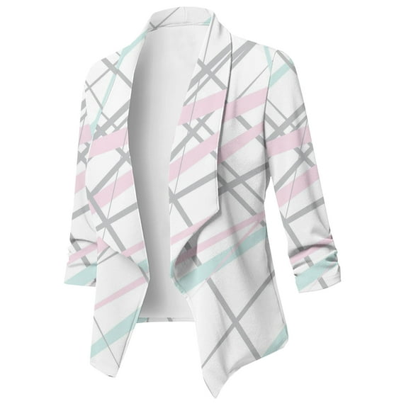 Summer Saving Clearance AXXD Long Sleeve Print Light Blazer Suit Summer Jackets for Women Lightweight Fashion Dressy Clearance White Size 2xl(Us:12)