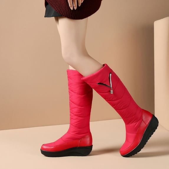 Summer Saving Clearance AXXD Low-Heeled Mid-Calf Boots,Slouch Boots Mid-Calf 2024 Flat Ladies Steel Toe Shoes For Women Knee High Boots Women Shoes For Reduced Price