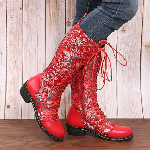 Summer Saving Clearance AXXD Low-Heeled Mid Mid-Calf Boots, Ladies Soft Over-the-Knee Mid-Calf Boot Daily White Shoes For Women Knee High Boots Women Shoes For Clearence