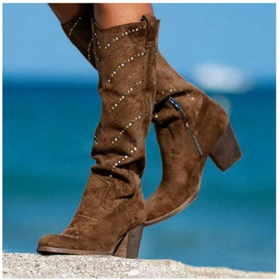 Summer Saving Clearance AXXD Mid-Calf Boots,Knee-High Christmas For Fall Boots For Women 2024 Hiker Boots Teacher Women Shoes Fall Autumn Women Shoes For Clearence