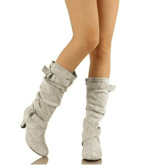 Summer Saving Clearance AXXD Mid-Calf Boots,Teacher Fall&Winter Boots For women Shoes Slouch Boots Mid-Calf Medium Shoes For Clearence