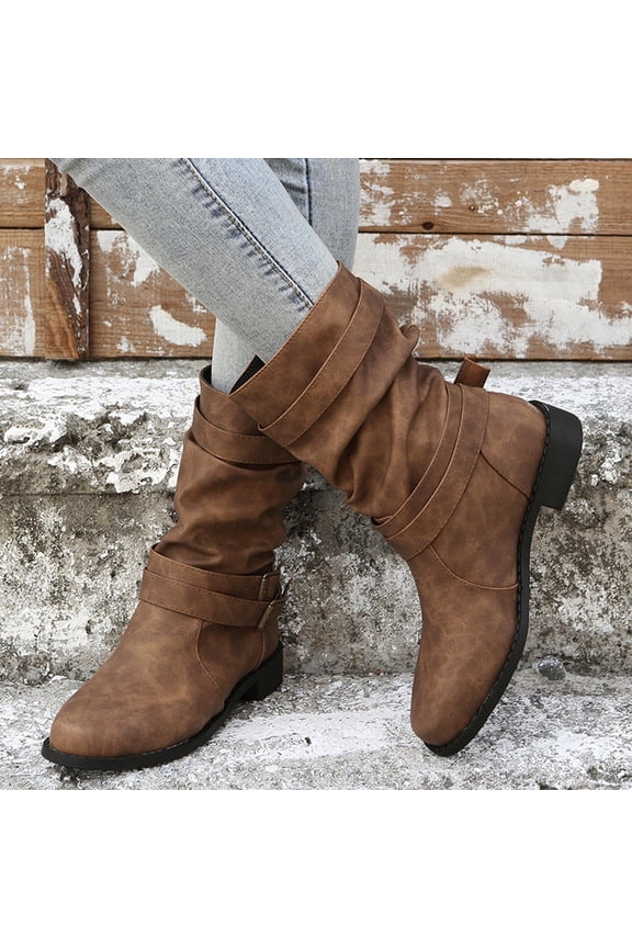 Packer Boots Daily Low-Heeled Mid Calf Boots Combat Boots Womens Soft Running Shoes Womens Teacher Winter Boots For Clearence