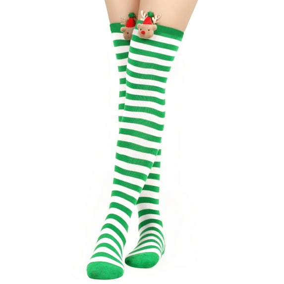 Summer Saving Clearance AXXD Running Socks Women,Christmas Long Tube Knee Striped Garter Cute Accessories Christmas Party Socks
