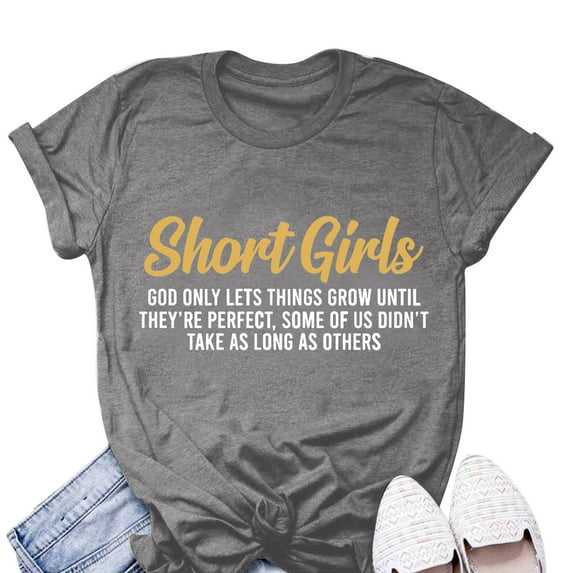 Summer Saving Clearance AXXD Shorts For Women Clearance Under $10,Loose Round Neck Sleeve Letter Print Top Blouse T-shirt Clearance Under $5 Clothing For Gray S