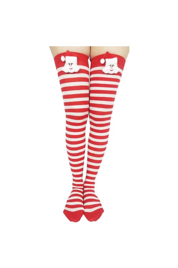 Summer Saving Clearance AXXD Socks For Women Ankle High,Christmas Long Tube Knee Socks Striped Garter Cute Accessories Christmas Party Socks