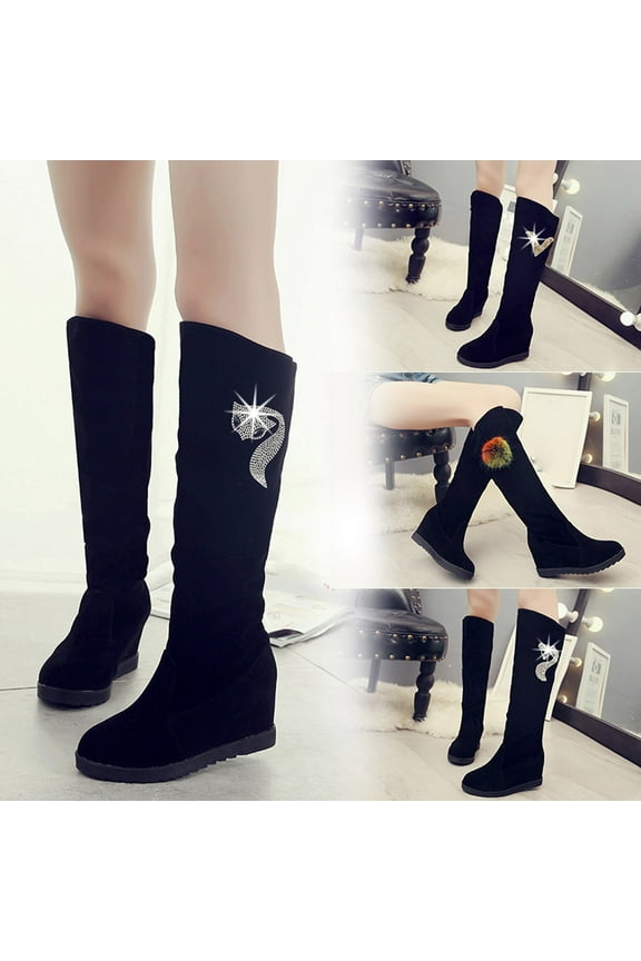 Summer Saving Clearance AXXD Wedges Shoes,Soft Booties Over-the-Knee Dress Shoes For Women Mom Winter Knee High Boots Women Boots For Clearence