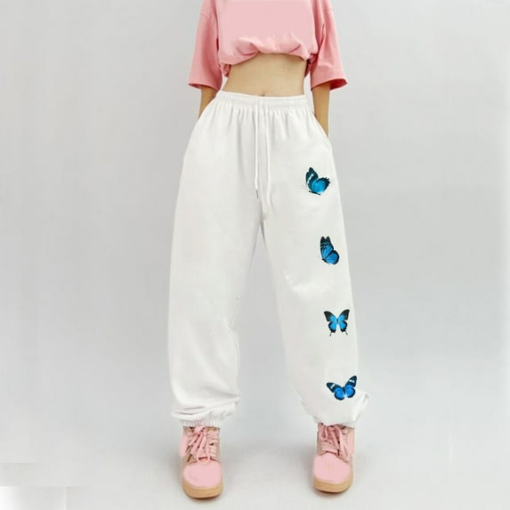 Summer Saving Clearance AXXD White Comfy Pants Women Fall Cargo Hippie Punk Trousers Streetwear Jogger Pocket Solid Loose Overalls Long Pants Valentine's Day