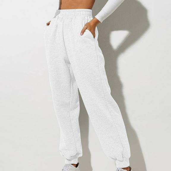 Summer Saving Clearance AXXD White Sweatpants for Women Fall High Waist Workout Hiking Casual Trousers With Pockets Long Pants Valentine's Day