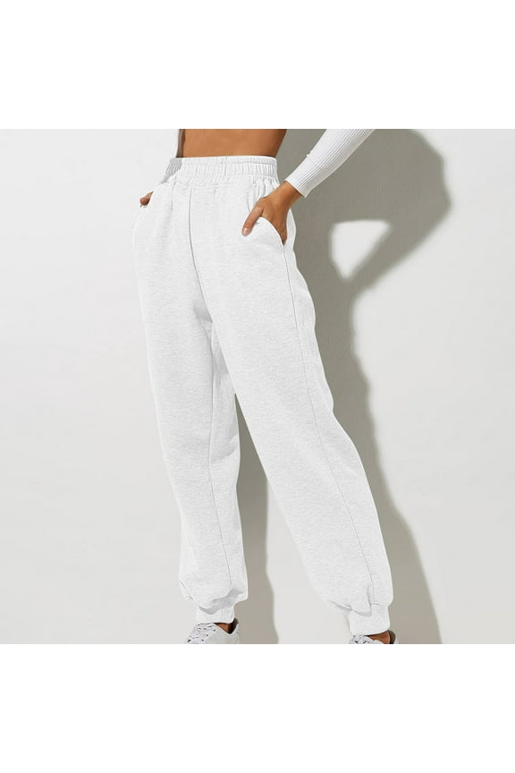 Summer Saving Clearance AXXD White Sweatpants for Women Fall High Waist Workout Hiking Casual Trousers With Pockets Long Pants Valentine's Day