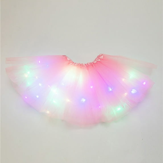 Summer Saving Clearance AXXD Women Skirts Under $10,Mesh Tulle Princess Skirt With LED Small Bulb Skirt Plus Size Skirts For Women Pink Free Size