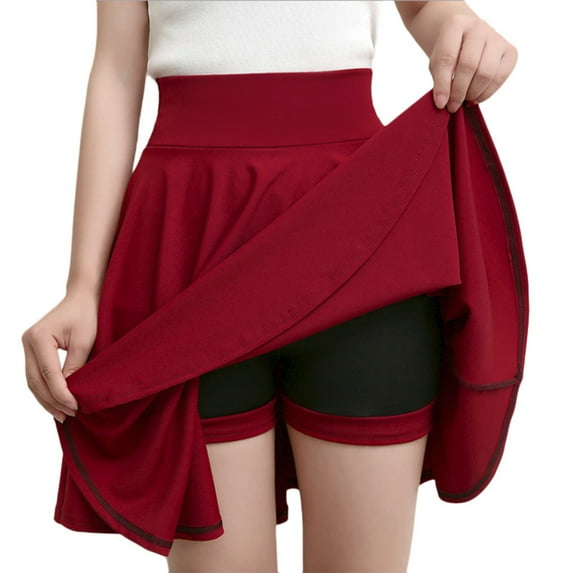 Summer Saving Clearance AXXD Women Skirts Under $15,High Waist Solid Mini Skirt Hip Slim Sexy Short Skirt Boho Skirt Wine 14