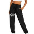 thumbnail image 1 of Summer Saving Clearance AXXD Women's Cargo Pants Black Spring Joggers Dogs Printed Fitness Sport Relaxed Loose Printing Elastic Waist Long Pant with Pocket Valentine's Day, 1 of 2