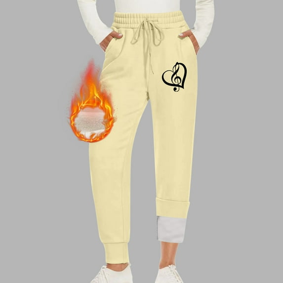 Summer Saving Clearance AXXD Women's Pants Beige Fall Joggers Fitness Sport Relaxed Loose Printing Elastic Waist Full Length Pantswith Pocket Valentine's Day